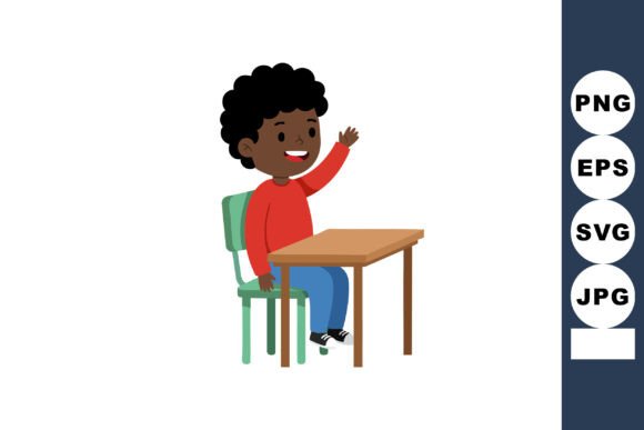 African American Boy Sitting at School Design