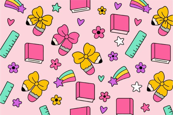Charming Cute School Supplies Pattern Design
