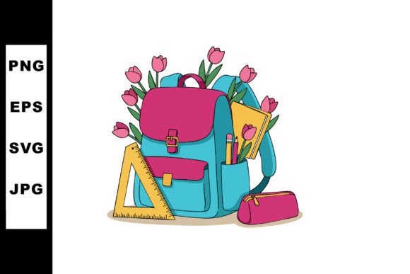 Cheerful School Backpack with Pink Tulips