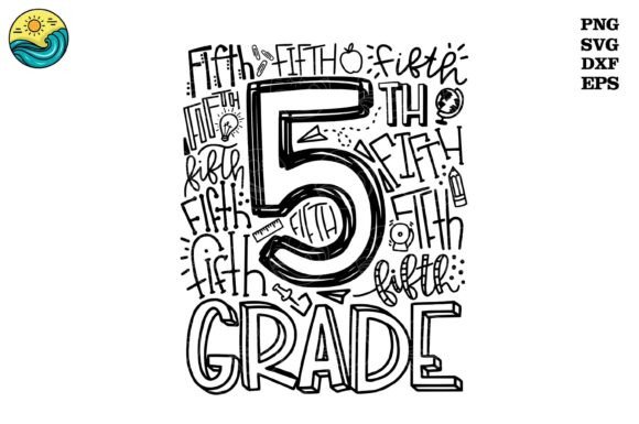 Fun and Playful 5th Grade SVG for Embroidery