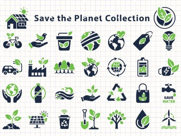 Save the Planet Clipart for Eco-Friendly Embroidery