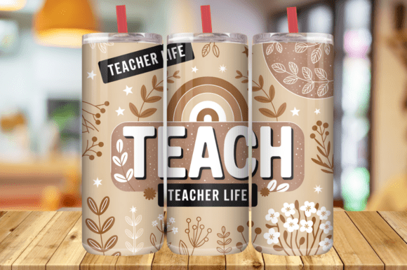 Teacher Life with Floral Tumbler Wrap