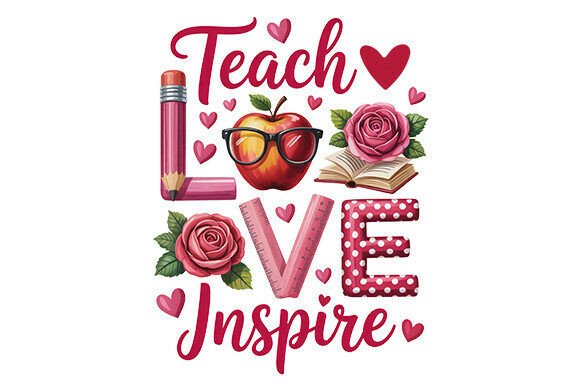 Teacher Png, Valentines Day Png: A Versatile Design for Embroidery